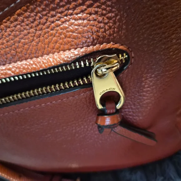 COACH C1522 Pennie Shoulder Bag Mixed Leather Suede Burnt Orange Rust Hobo - Picture 8 of 16